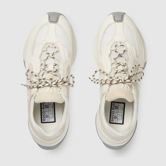 GUCCI SNEAKERS RUN WHITE SUEDE LEATHER INTERLOCKING G LOGO SHOES sz 40.5 10.5 - Picture 2 of 16